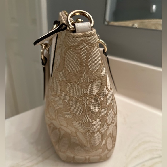 COACH Signature Canvas Small Kelsey Satchel Bag - Light Khaki/Chalk (NEW) - Picture 5 of 12